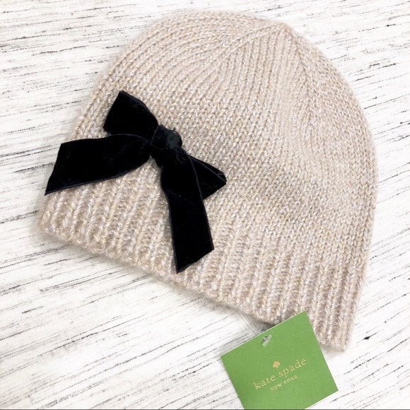 NWT Kate Spade Western Velvet Bow Beanie OS - Picture 5 of 8